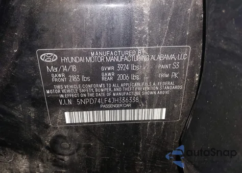 2018 Hyundai Elantra Se from USA, damaged, VIN 5NPD74LF4JH336338